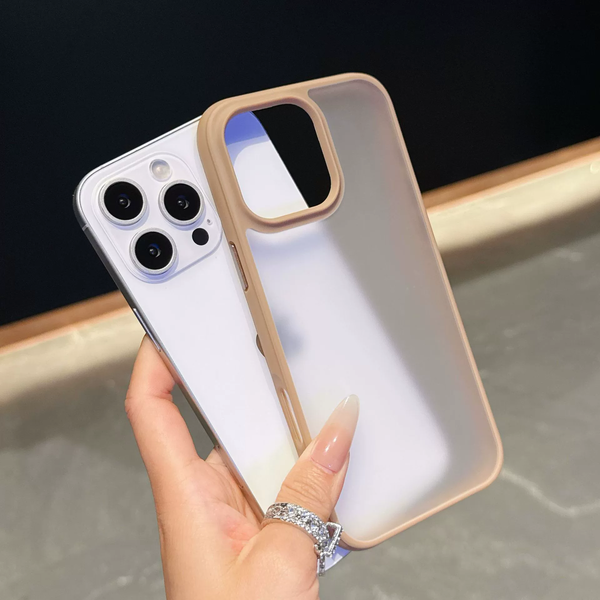 Apple совместимый матовый чехол, прозрачный металлический чехол для iPhone 15, защитный чехол, iPhone 16 Pro Max, защита от падений