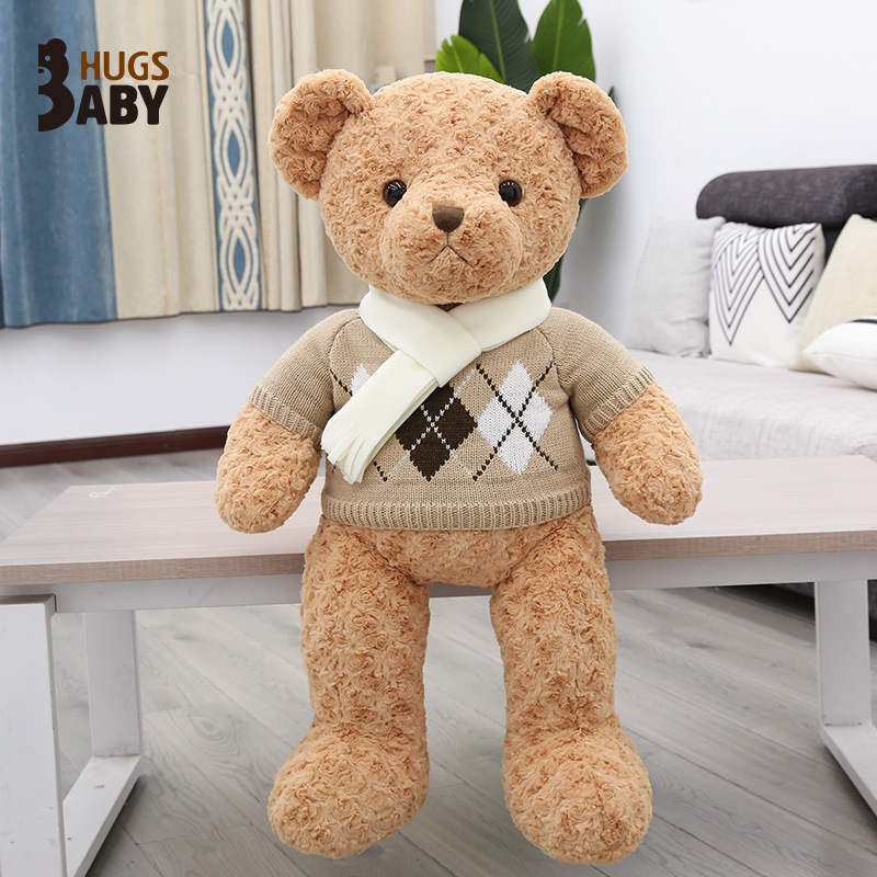 Abrazo bebé bufanda suéter oso de peluche muñeca nueva gran oso lindo juguete de peluche juguete de los niños al por mayor