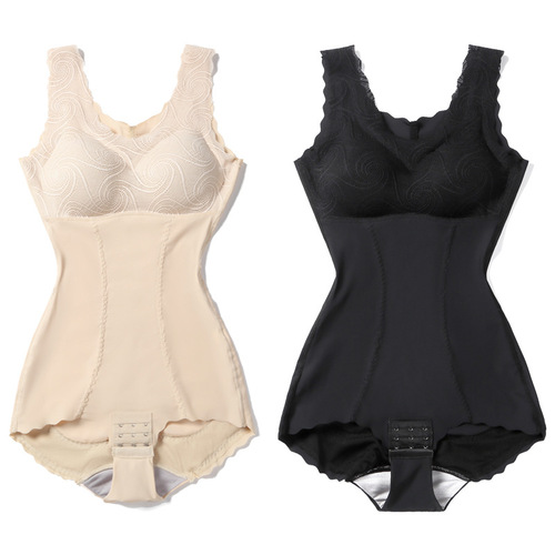 High elastic corset for women, lace slimming body sculpting bodysuit with bra, chest support, push-up body shaping bodysuit, tummy and waist tightening