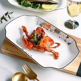 Fish Plate Household New 2024 Ceramic Long Plate High-Value Steamed Fish Plate Braised Fish Plate Steamed Fish Plate