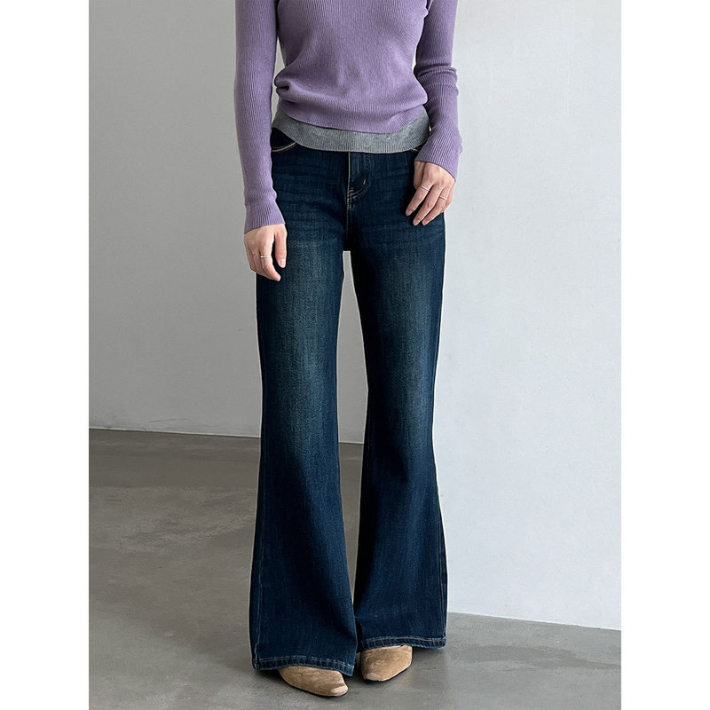LUXI classic retro slim-fit flared wide-leg pants for women, 2026 autumn Korean style versatile workwear washed denim jeans W59013 LUXI classic retro slim-fit flared wide-leg pants for women, 2026 autumn Korean style versatile workwear washed denim jeans W59013