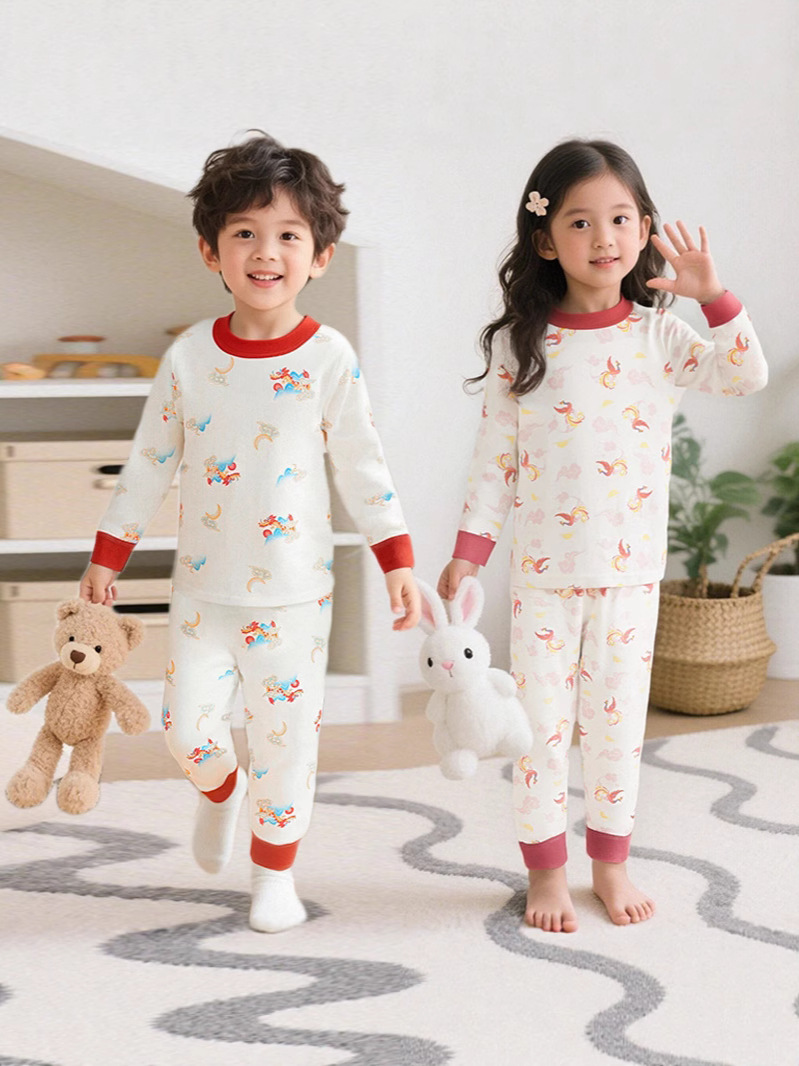 [10A antibacteriano] set de ropa para el hogar de algodón para niños clase A 100% algodón abrigo de otoño pantalones de otoño sin hueso set de ropa para el hogar