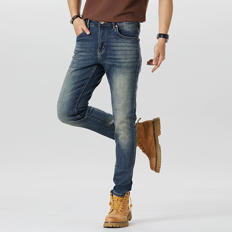 Осенний ретро тренд джинсы, повседневные брюки, американский стиль, slim fit