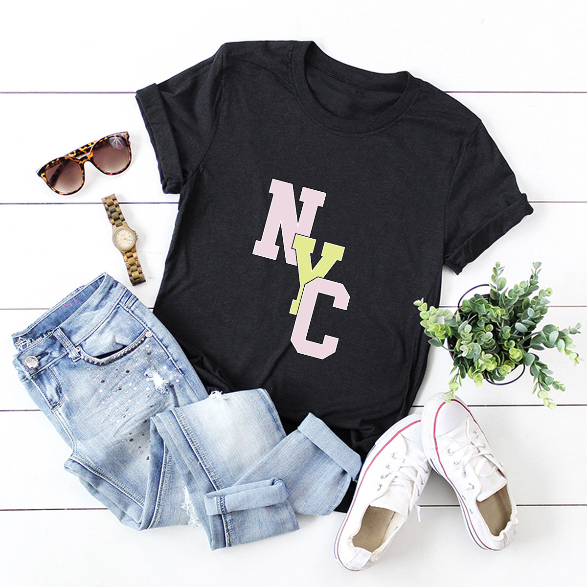 Letter Print Short-sleeve T-shirt display picture 8