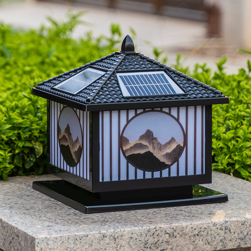 Luces solares para columnas, luces para postes de vallas, luces para pilares de portones de patios y balcones de villas, luces LED con panel solar