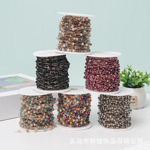 Cross-Border Amazon 4mm Crystal Glass Spacer 1cm Popular Color DIY Jewelry Accessories Factory Direct Sale Chain