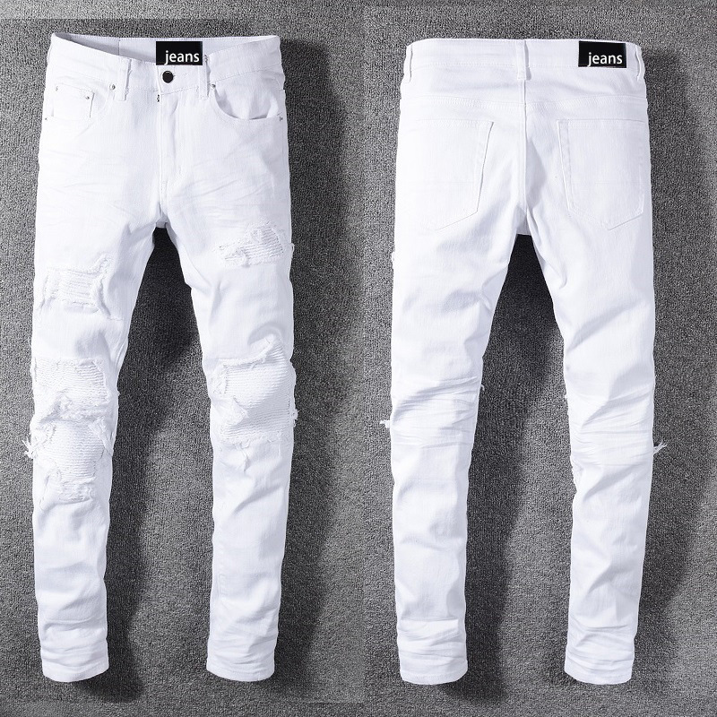 592 High Street Amiri Casual Slim Trendy Men's Jeans Ripped Patch Trendy Brand Small Leg Pants Casual Straight-Leg Pants