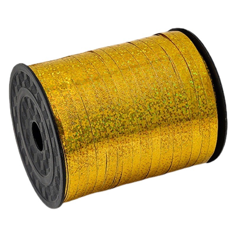 Fuente fabricante de cintas al por mayor 250 yardas cinta laminadora láser fiesta de cumpleaños cuerda de bandera decoración de sala de bodas cinta