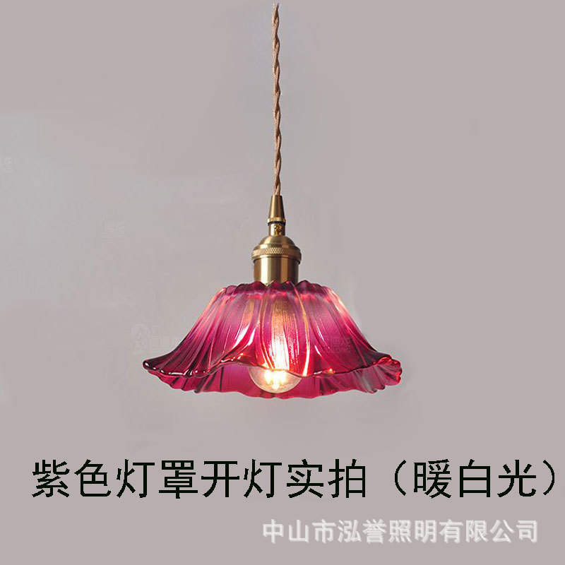 Vintage Creative Restaurant Bar Corridor Balcony Chandelier Nordic Brass Glass Flower Homestay Bedroom Lamps Vintage Creative Restaurant Bar Corridor Balcony Chandelier Nordic Brass Glass Flower Homestay Bedroom Lamps