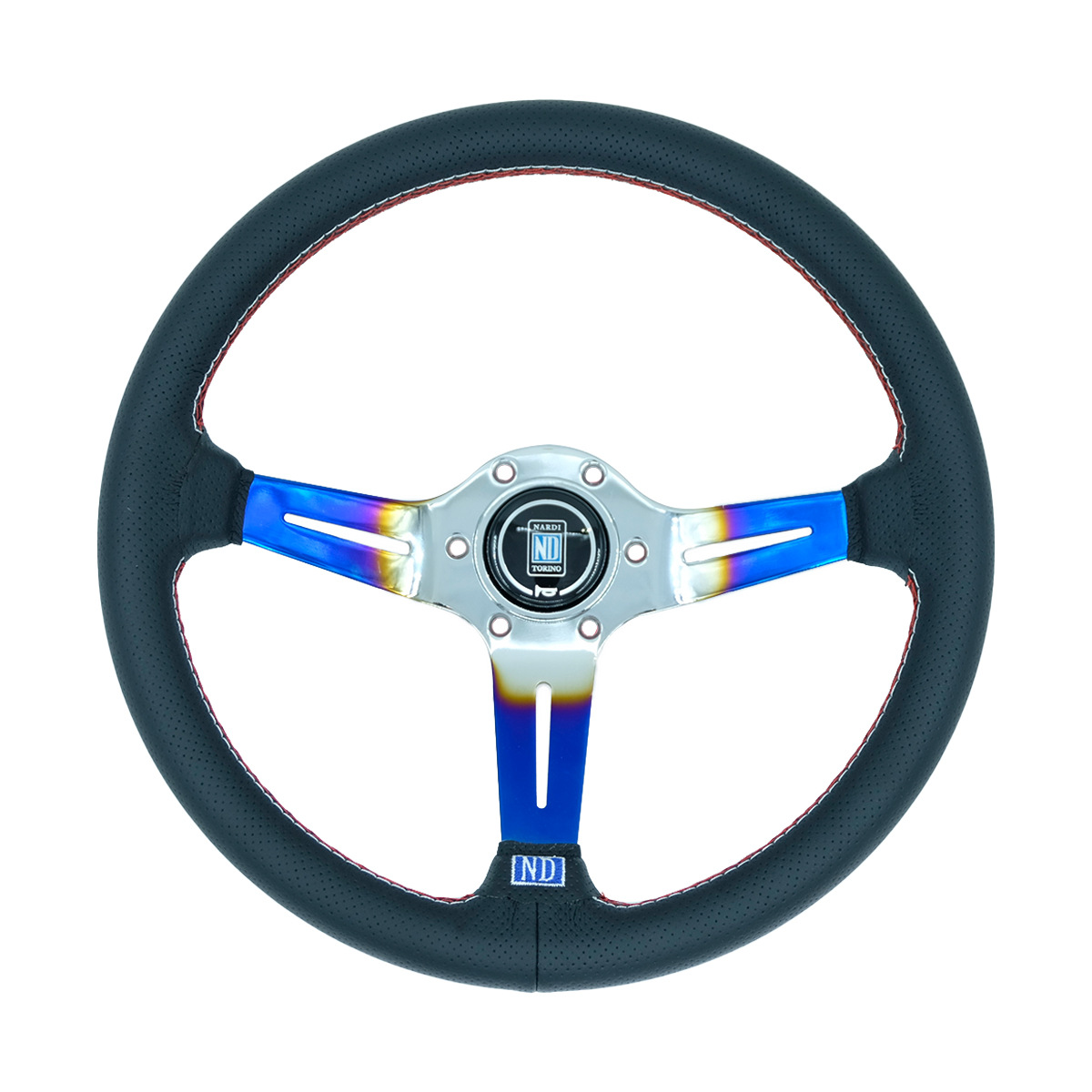 Qìchē 14 inch NARDI Car Modified Quick Release Steering Wheel Racing Wheel (Steering wheel) - half-blue-baked