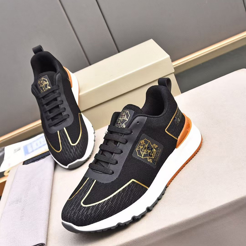 European Trendy Men's Shoes 2025 New Fashion Comfortable Fly-Knit Mesh Shoes Men's Lace-Up Casual Sneakers