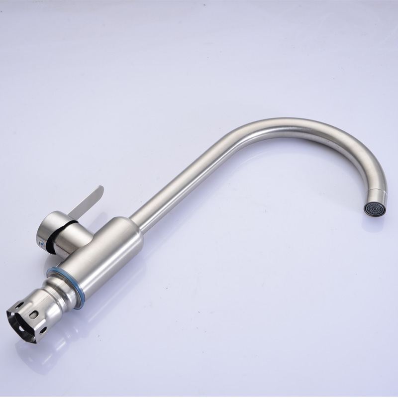 Acero inoxidable cepillado fregadero de la cocina caliente y fría cuenca vegetal grifo grande curva 24 tubo rodamiento núcleo vegetal cuenca grifo