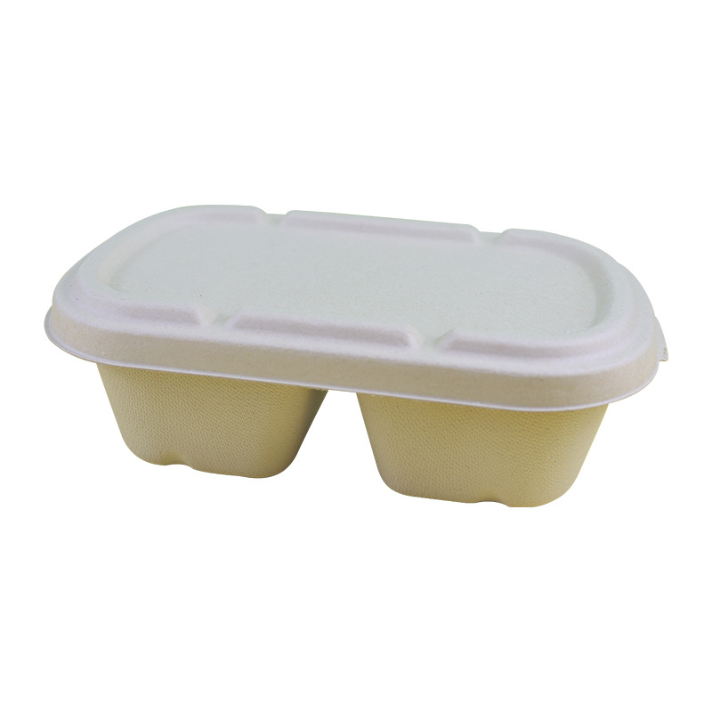 Caja de ensalada biodegradable engrosada al por mayor compartimiento de pulpa desechable caja de embalaje para llevar comida rápida caja de ensalada de comida ligera
