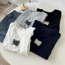 设计感立体字母印花短袖T恤女春夏简约宽松休闲学生上衣百搭打底