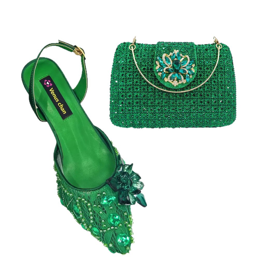 Zapatos estilo italiano para la cena de encaje seda cristal sandalias de tacón fino para mujeres de verano punta de diamante zapatos individuales image 6