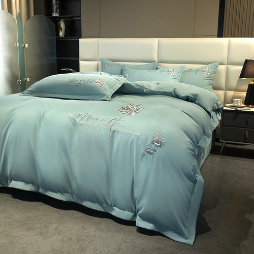  New Light Luxury Pure Cotton Bedding Set with All-Cotton Embroidered Bedspread, Solid Color Plus Size Comforter and Sheet