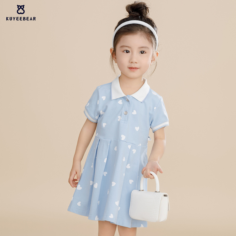 Preppy style summer Korean style 2024 girls' dress girls' Western style full printed princess dress children's clothing children's skirt