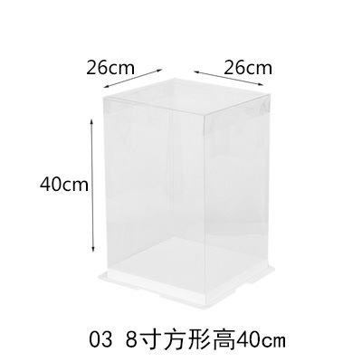 Caja de pastel de flores de 8 pulgadas ramo de pastel de frutas caja de regalo Perspectiva de PVC cubo grande abrazo diseño de cesta de flores portátil