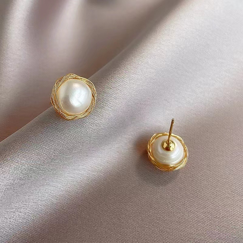 鸟巢珍珠耳钉8