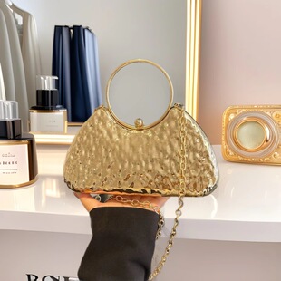 Cross-Border Trendy Evening Bag 2025 Handbag Socialite Banquet Clutch Metal Dress Bag Chain Bag