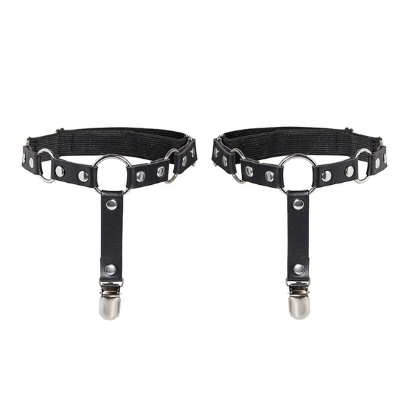 Three-ring sock clips black pair