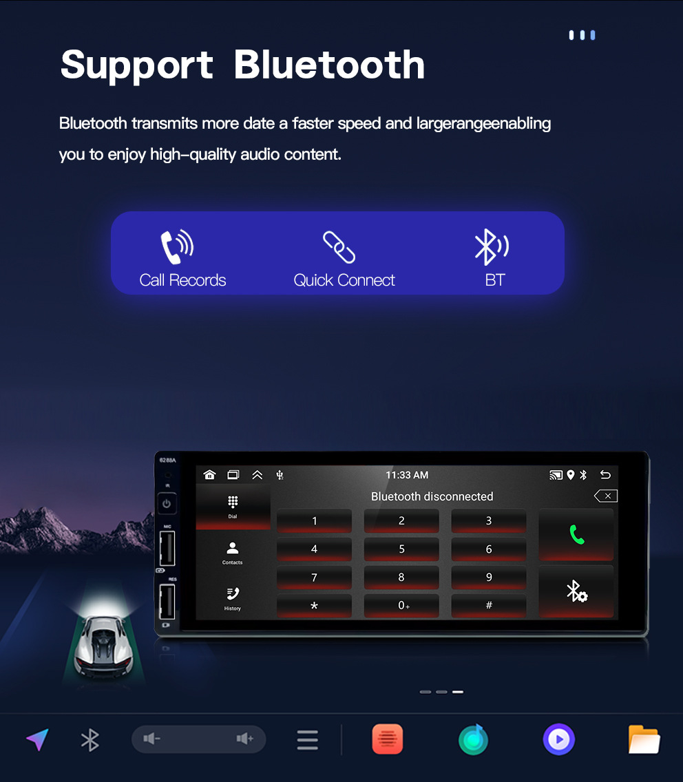 Car-Mounted Large-Screen Central Control Navigation System 1-in-1 Universal Android Navigation Device with Wireless Carplay and Bluetooth