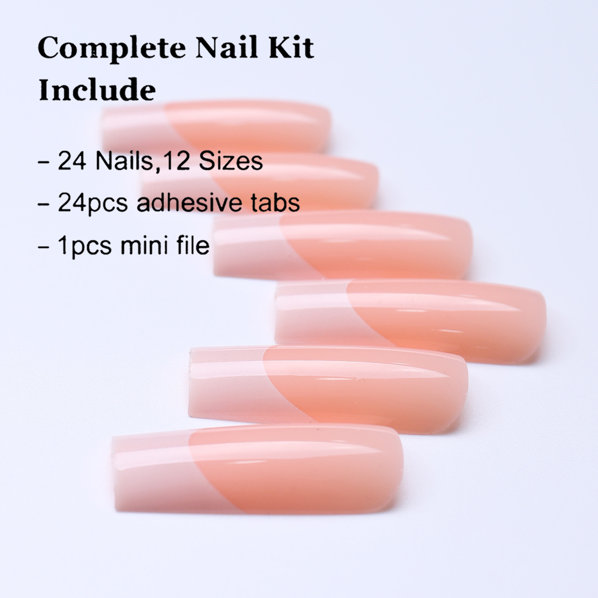 Pegatinas de uñas de uso transfronterizo Tubo de agua largo Tabletas de uñas laterales francesas blancas simples Productos terminados Presione uñas falsas nail