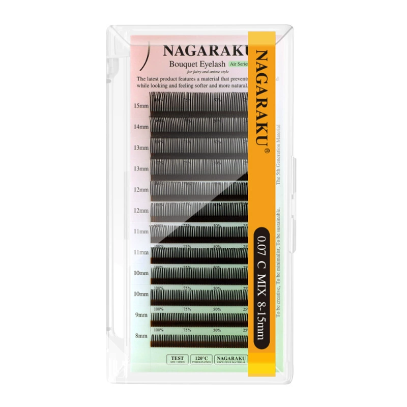 Набор ресниц для наращивания (NAGARAKU) 5D, толщина 0.07 C/D, длины 8–15 мм