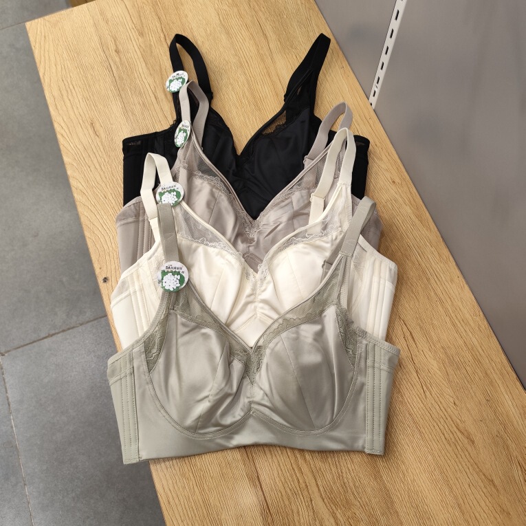 6619 Satin Light Luxury Lace Ultra-thin Rabbit Ear Cup Big Chest Small Mulberry Silk Underwear Gathering Drooping Bra