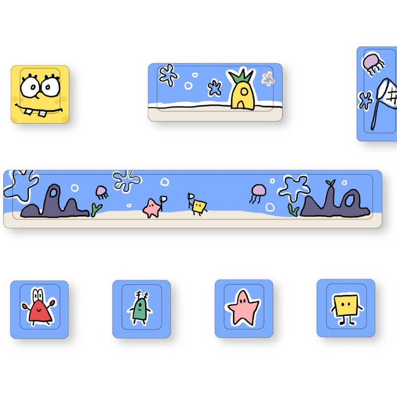 Cute theme personalized supplementary keycap eight-piece set five-sided sublimation original factory MDA original factory highly mechanical keyboard