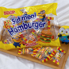 進口小黃人漢堡包橡皮糖qq糖漢堡糖兒童懷舊休閑零食批發網紅食品