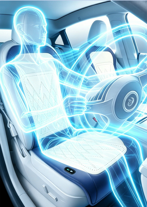 Summer Car Ventilation Seat Cushion Cooling Seat Pad Summer Cool Breeze Breathable Heat Dissipation Cooling Pad Single Seat with Backrest