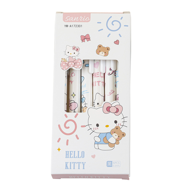 Nuevo Kitty Kulomi dibujos animados suaves y rápidos secos pulsantes bolígrafo neutro de alto valor de firma negra