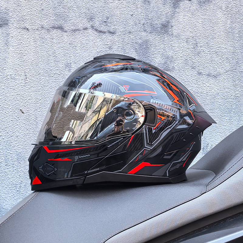 LVS3C certificado casco de motocicleta estándar nacional para hombres y mujeres casco de cara a cara casco de locomotora de verano seguridad general de cuatro estaciones