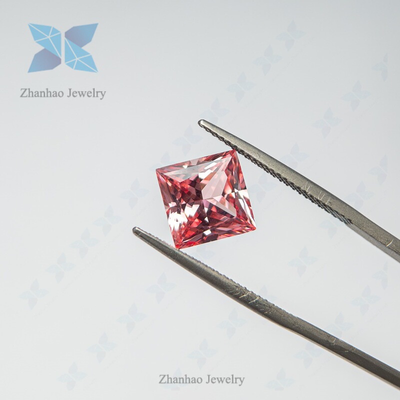 Lab-Grown Sapphire Padparadscha Sunrise Pink Princess Cut Loose Stone Factory Direct Sale Necklace Ring