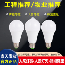 人体红外感应灯泡声光控螺口楼道雷达运动感应宽压人体感应球泡灯