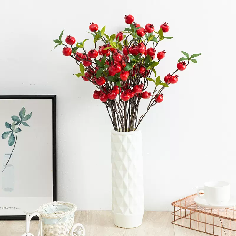 乡村田园仿真花 家居客厅酒店装饰仿真水果 仿真山楂树泡沫果