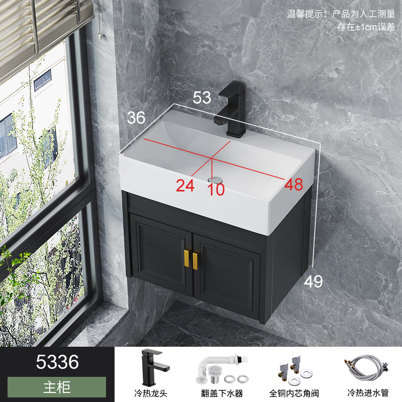 Pequeño espacio apartamento de aluminio gabinete de baño combinación integrada lavabo de cerámica mini lavabo baño lavabo combinación gabinete