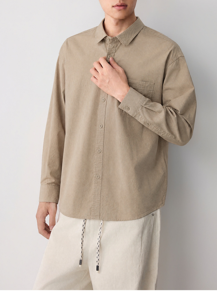 Áo sơ mi nam dài tay cotton trơn màu phong cách công sở — đen chi tiết 50