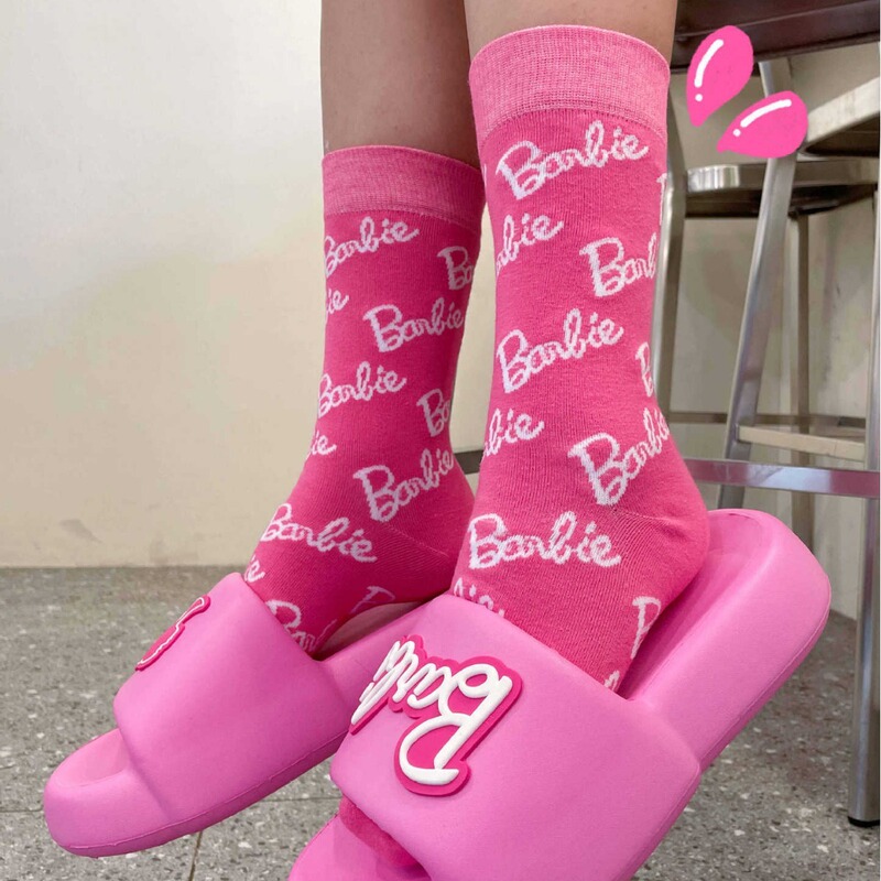 Cross Border Socks Cute Barbie Alphabet Men's and Women's Internet Celebrity Ins Black Pink Fashionable Socks Cotton Socks Sports Socks Cross Border Socks Cute Barbie Alphabet Men's and Women's Internet Celebrity Ins Black Pink Fashionable Socks Cotton Socks Sports Socks