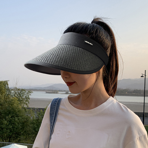 New women's summer adjustable large brim anti-UV sunshade hat outdoor sports plastic sunscreen empty top hat