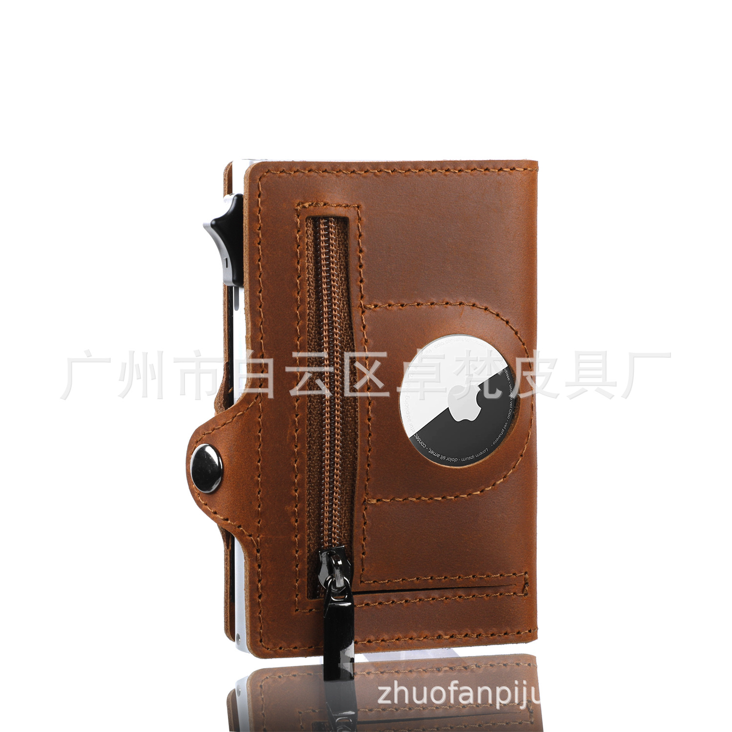 Nuevo suministro directo de airtag Cartera de cuero de los hombres cartera corta antirrobo cepillo RFID anti-magnético tarjeta de crédito cartera