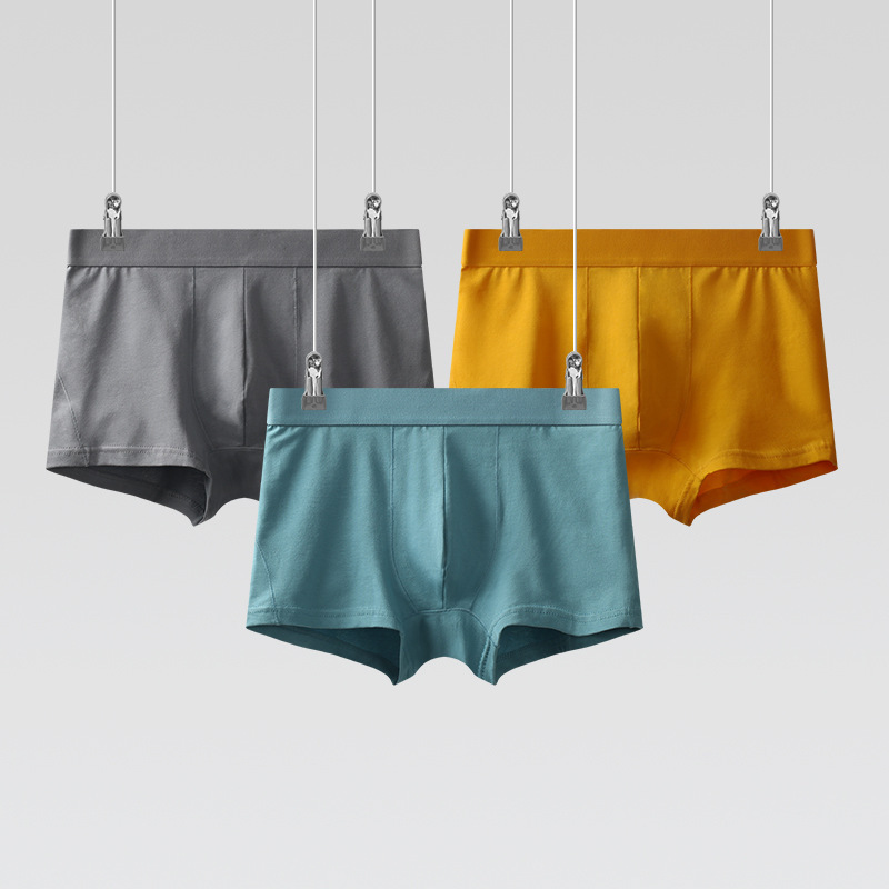 1 Piece Dropshipping Summer New Men's Boxer Briefs Pure Cotton Breathable Skin-Friendly Loose All-Cotton Men's Mid-Waist Boxer Briefs