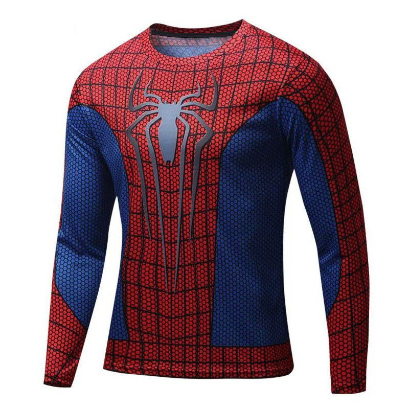 Qianxiong 3D Spider-Man Printed Clothes Fitness Clothes Bodysuit Sports Quick-Drying Clothes Marvel Short-Sleeved T-Shirt for Men