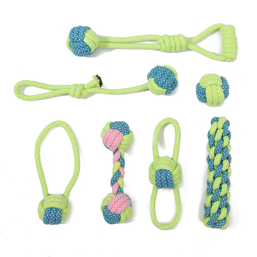 Dog Teething Cotton Rope Pet Supplies Pet Toy Teeth Cleaning and Bite Resistant Dog Toy Set Dog Toy