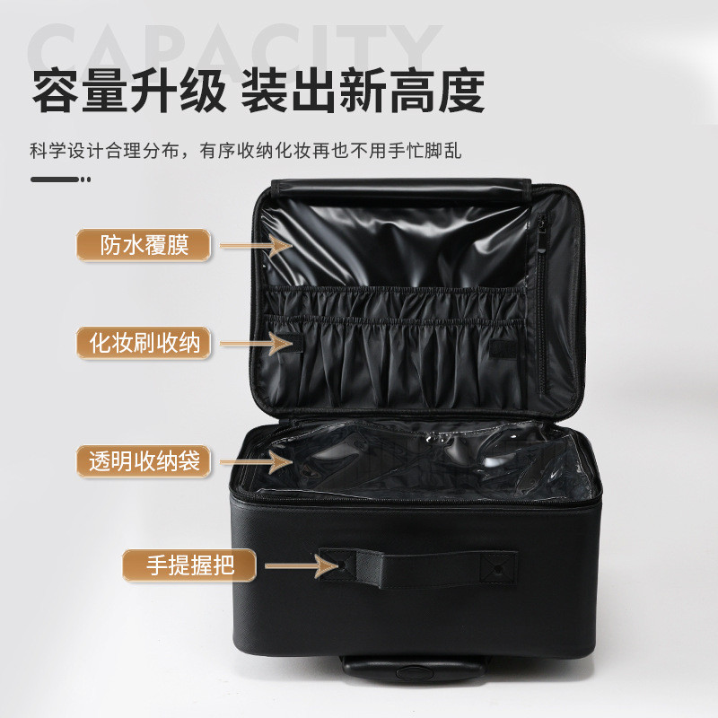 Caja de maquillaje de barra de tracción profesional bolsa de maquillaje portátil bordado de uñas herramientas multifuncionales de maquillaje de barra de tracción bolsa de almacenamiento al por mayor