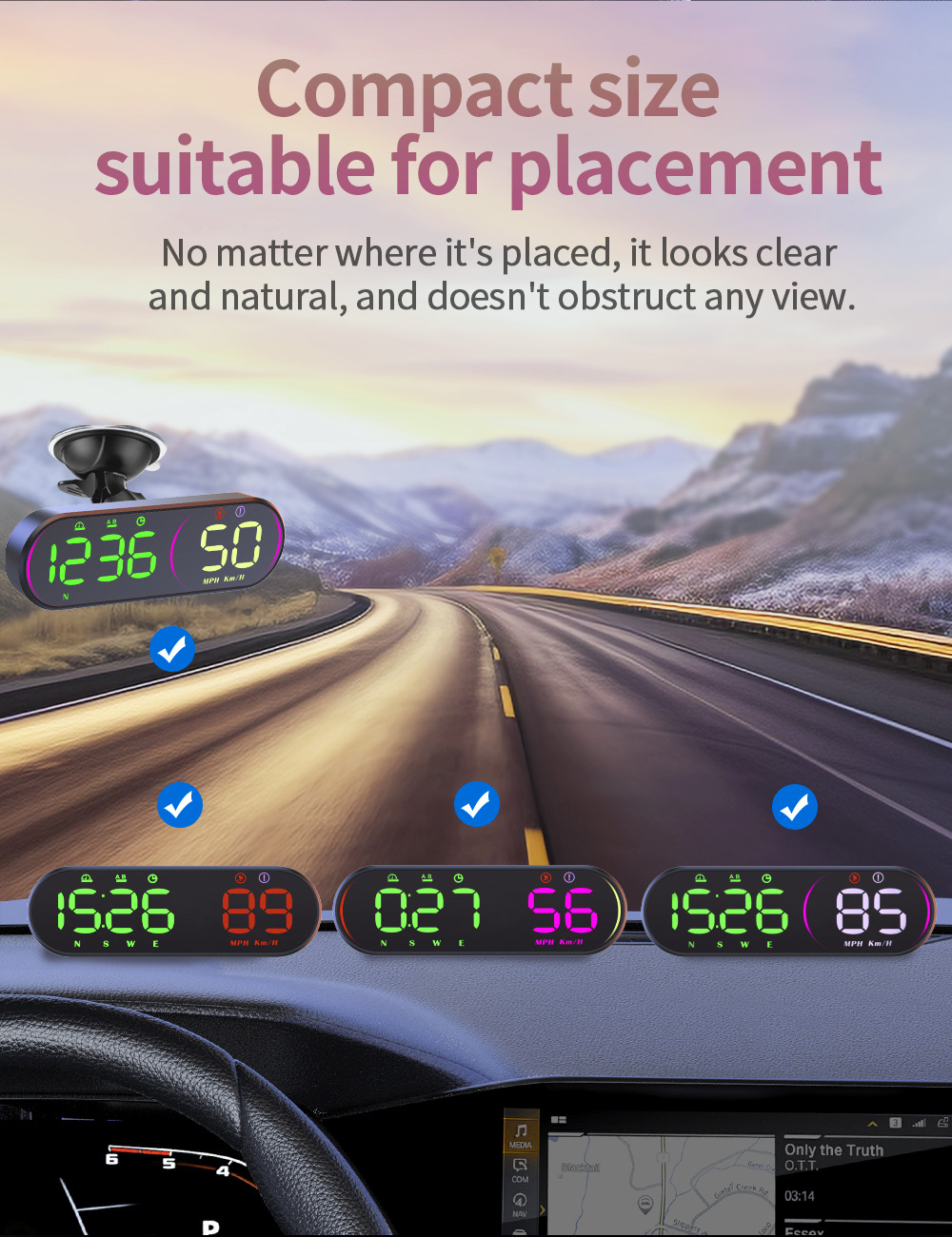 New G26 HD Universal Car HUD |   GPS Multifunction Speedometer