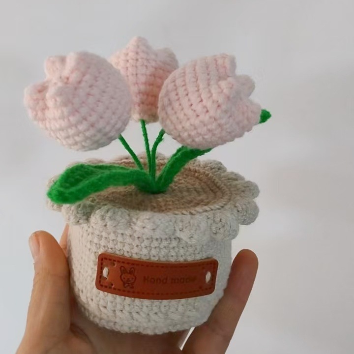 Productos acabados de lana tejida a mano flor de punto de hippopotamus imitación flor inmortal flor creativa ganchillo decoración ornamentos florales