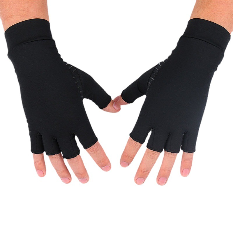 Amazon fibra de cobre al aire libre medio dedo ciclismo guantes fitness rehabilitación silicona antideslizante entrenamiento ciclismo guantes al por mayor