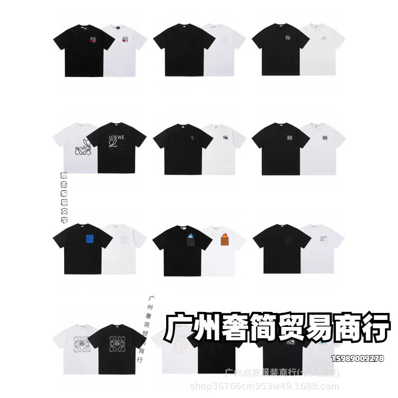 Cross-Border 25Ss Luojia High-Quality Embroidered Logo Loose-Fitting Pure Cotton Short-Sleeve Unisex Casual Fashion Versatile T-Shirt Cross-Border 25Ss Luojia High-Quality Embroidered Logo Loose-Fitting Pure Cotton Short-Sleeve Unisex Casual Fashion Versatile T-Shirt
